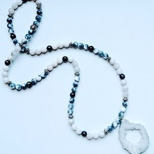 Blue and white necklace